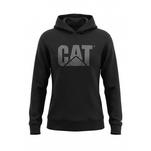 Caterpillar Tops - Caterpillar CAT Womens Speckled Fleece Hoodie‎ Black Logo Sweatshirt Size L